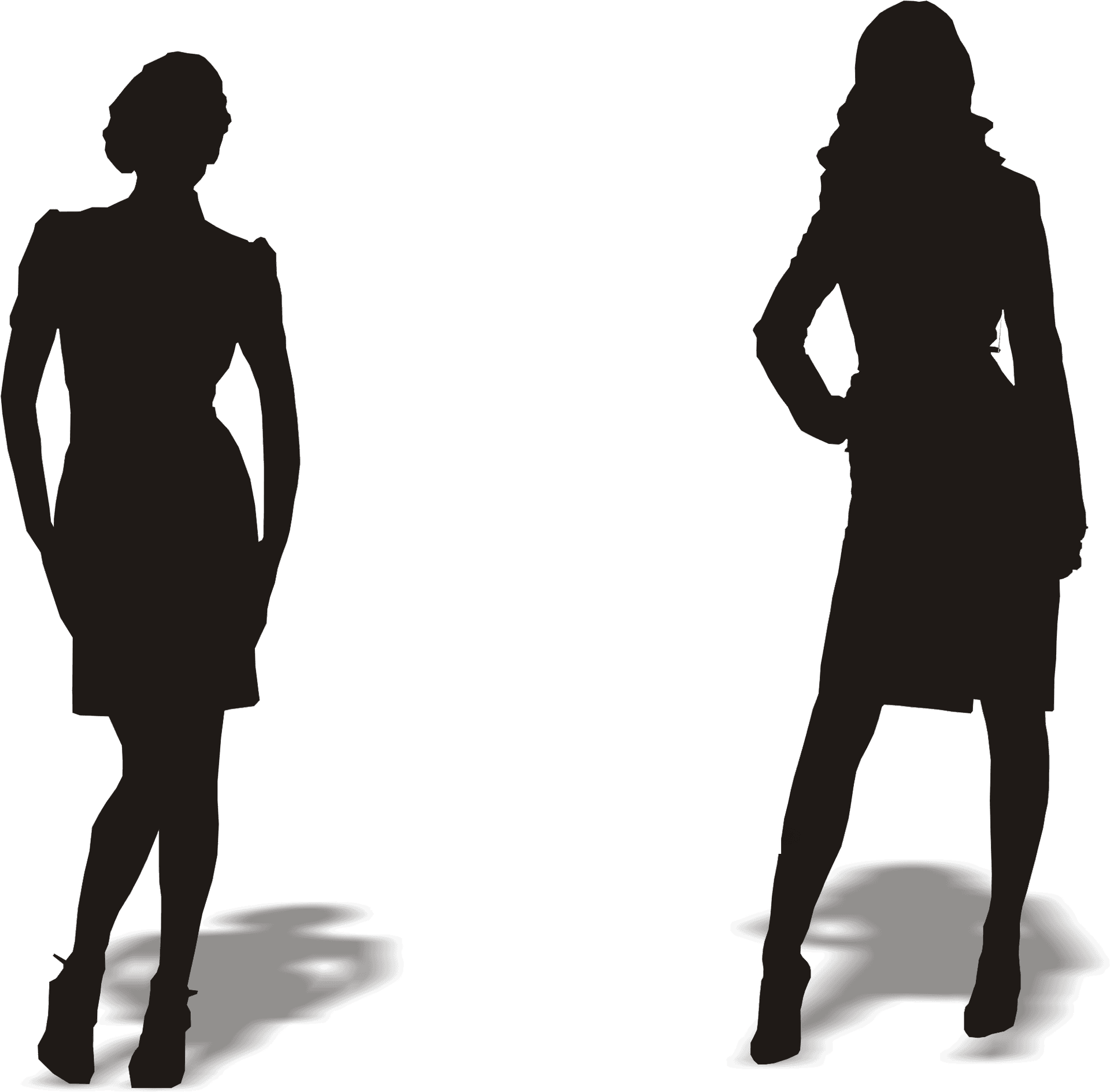 Two Women Silhouettes Standing PNG