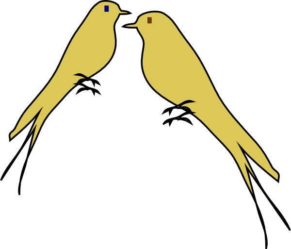 Two Yellow Birds Simple Illustration PNG