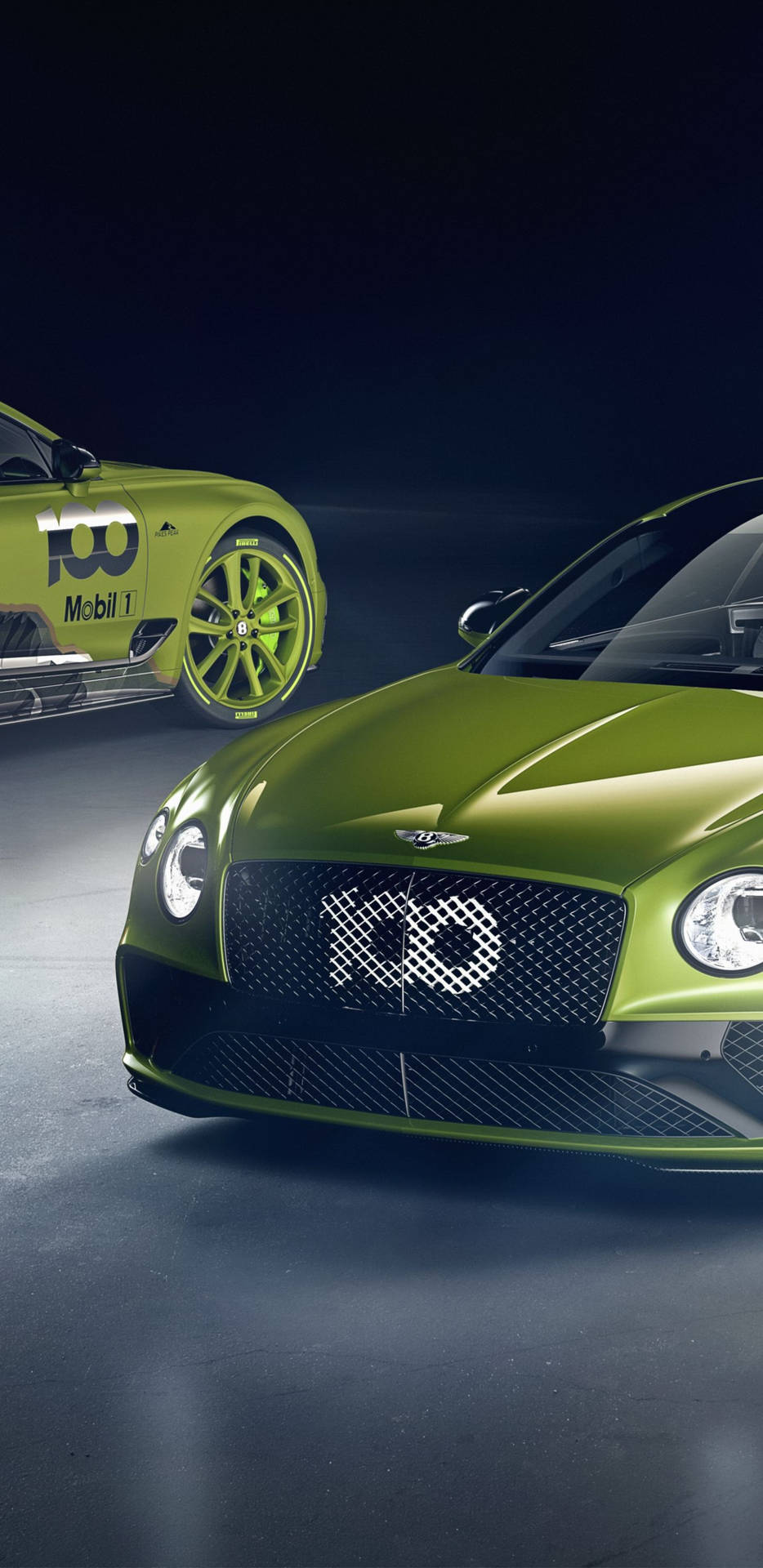 Två Gula-gröna Bentley Iphone-bakgrunder Finns Tillgängliga På Vår Webbplats. Wallpaper