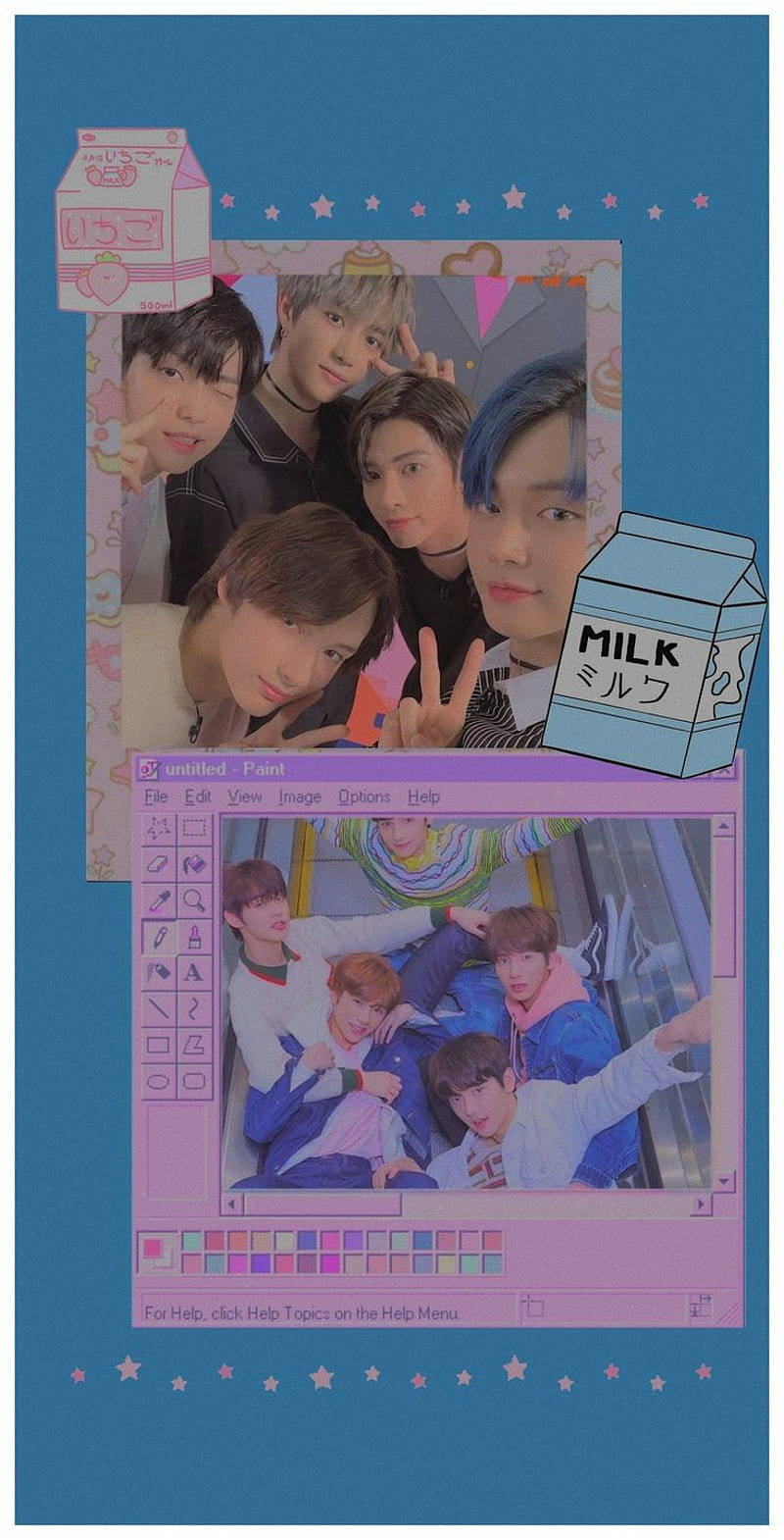 Txt Blue And Purple Aesthetic Collage Wallpaper
