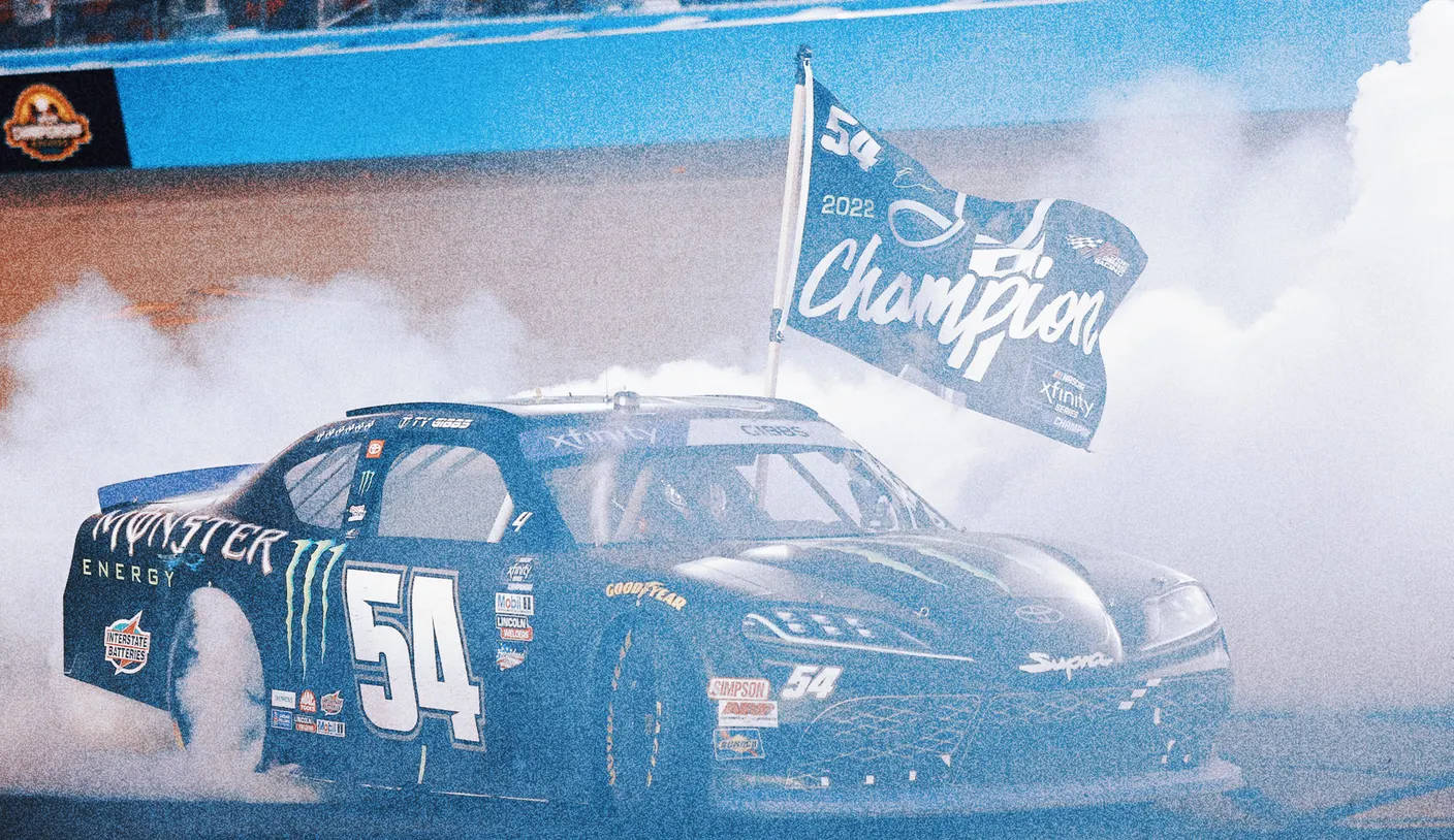 Ty Gibbs Surrounded By Tire Smoke Wallpaper