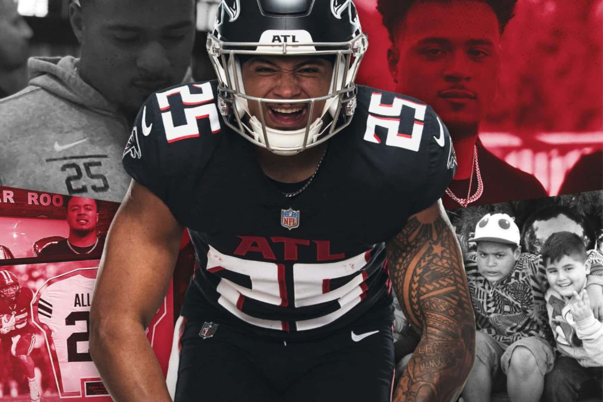 Tyler Allgeier Atlanta Falcons Collage Wallpaper