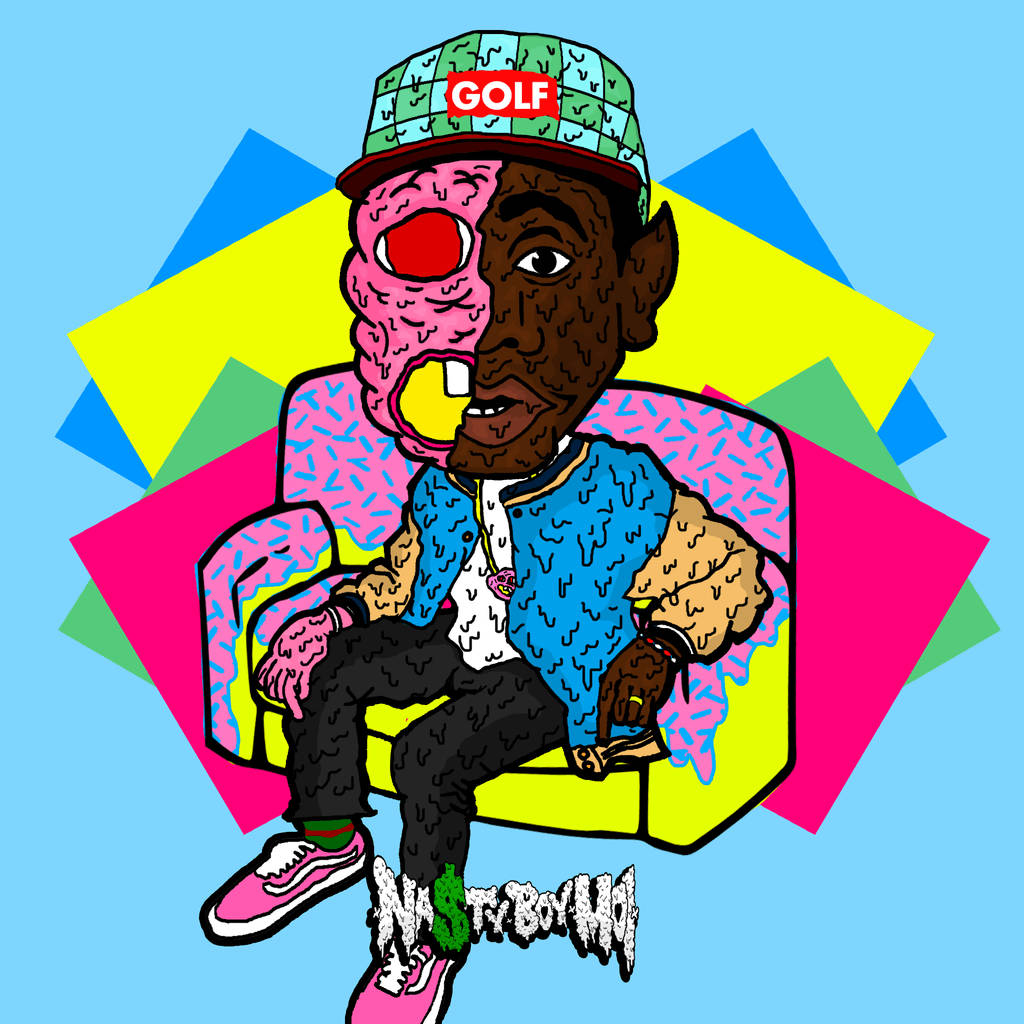 Tyler the Creator with a Cartoonish Expression Wallpaper