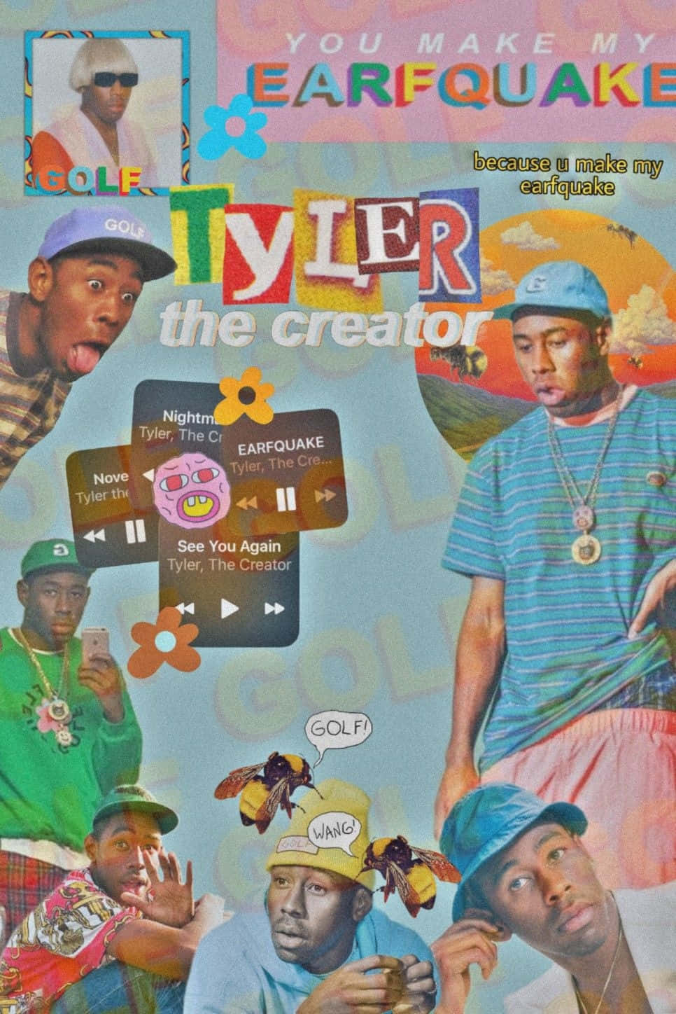 Tyler The Creator E A R F Q U A K E Collage Wallpaper