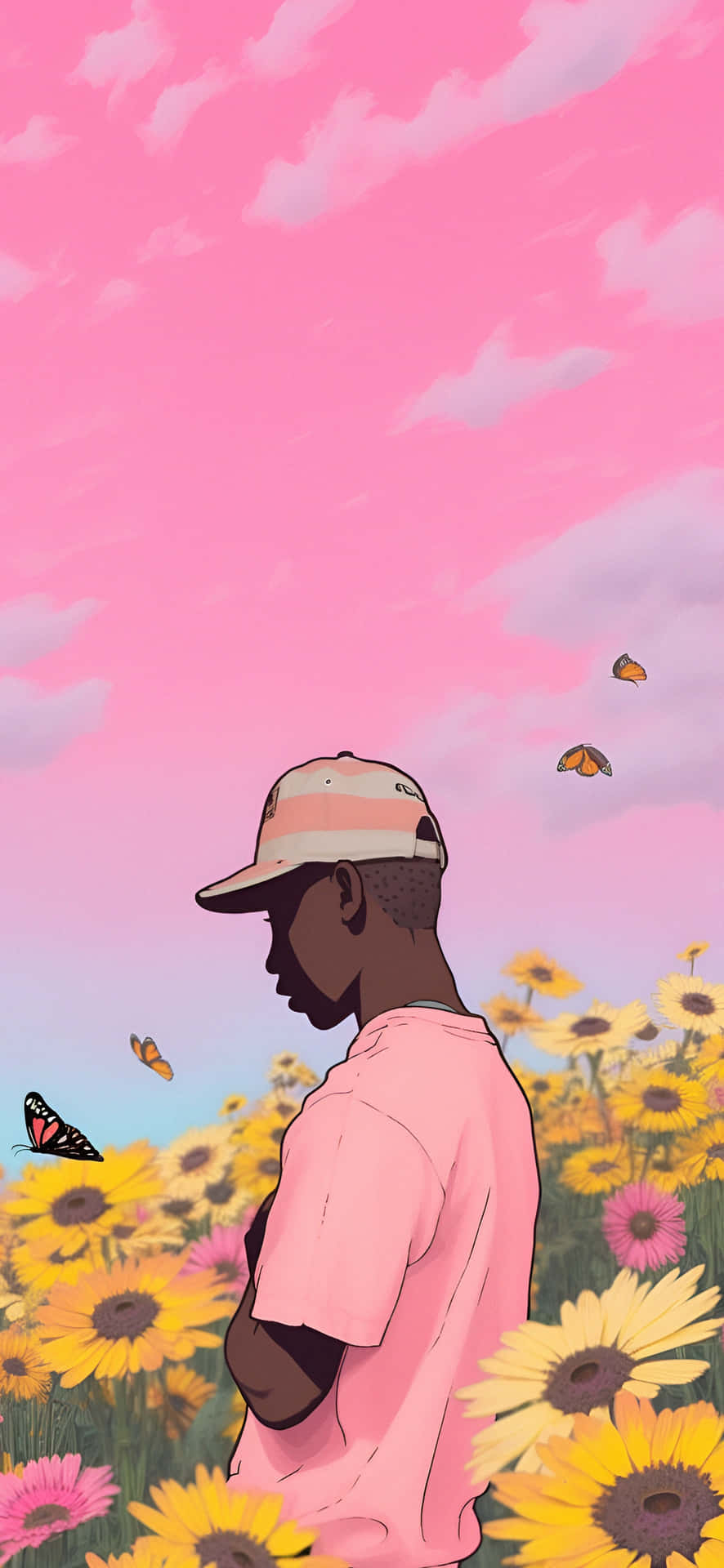 Tyler The Creator Inspired Sunflower Field Art Wallpaper
