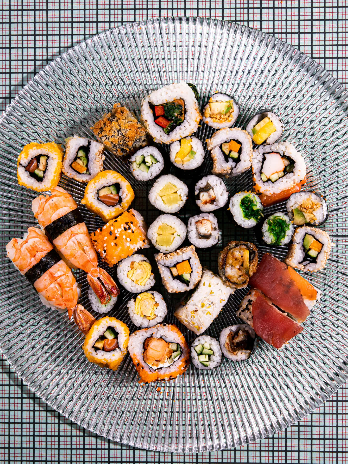 Types Of Sushi On Glass Plate Picture