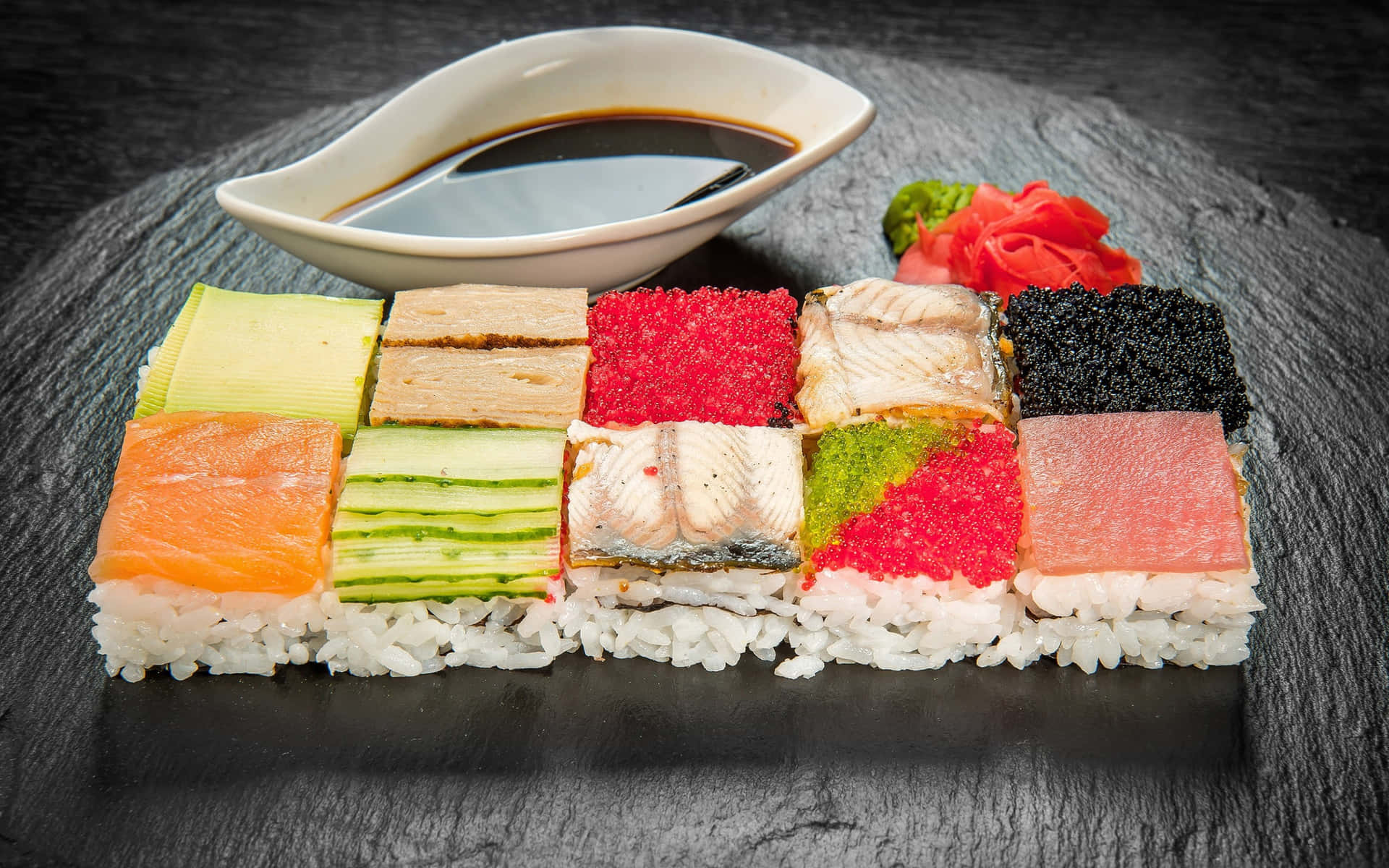 Typerav Sushi I Kubformade Bilder