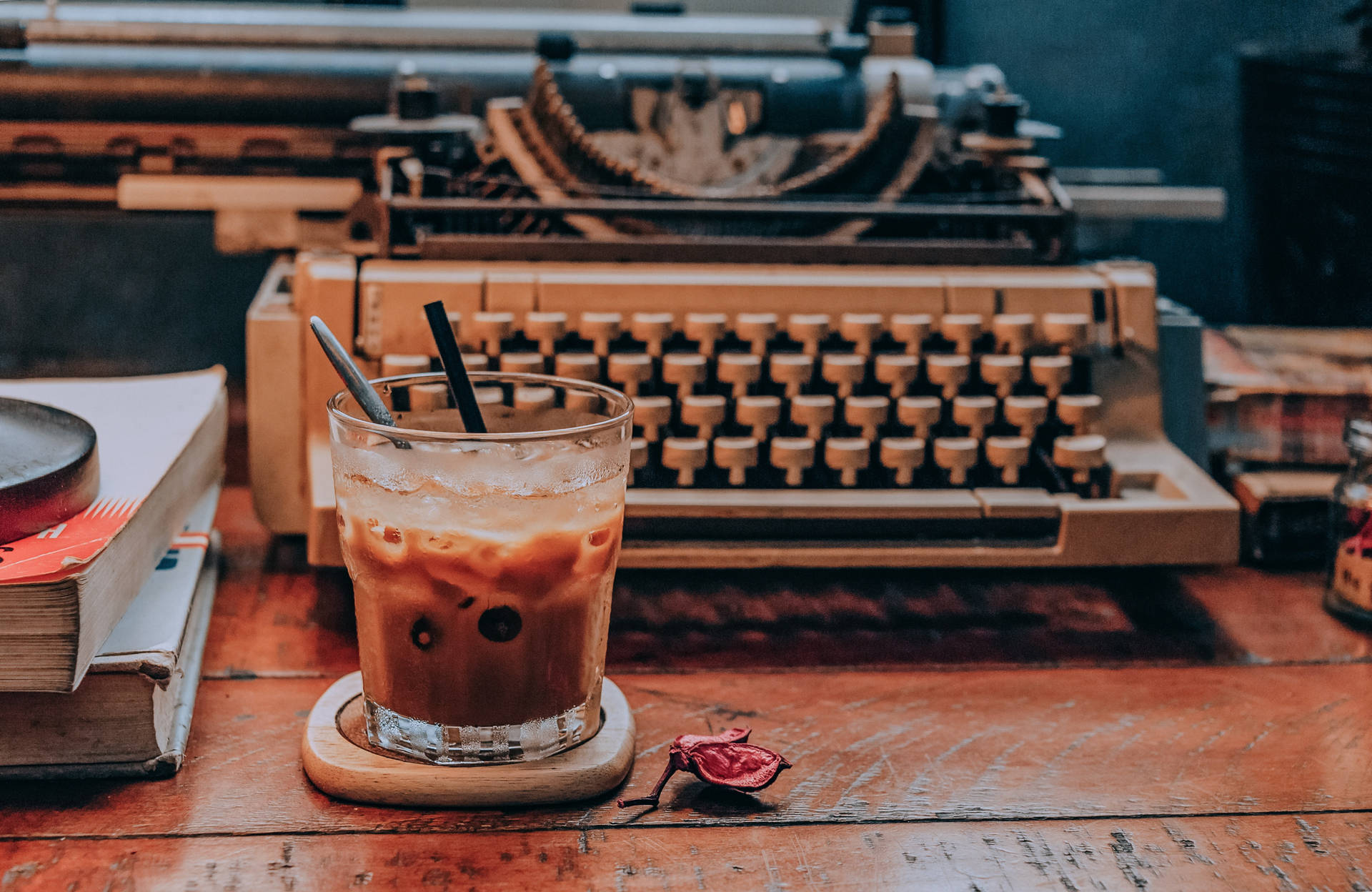 Typewriter And Coffee Aesthetic Wallpaper