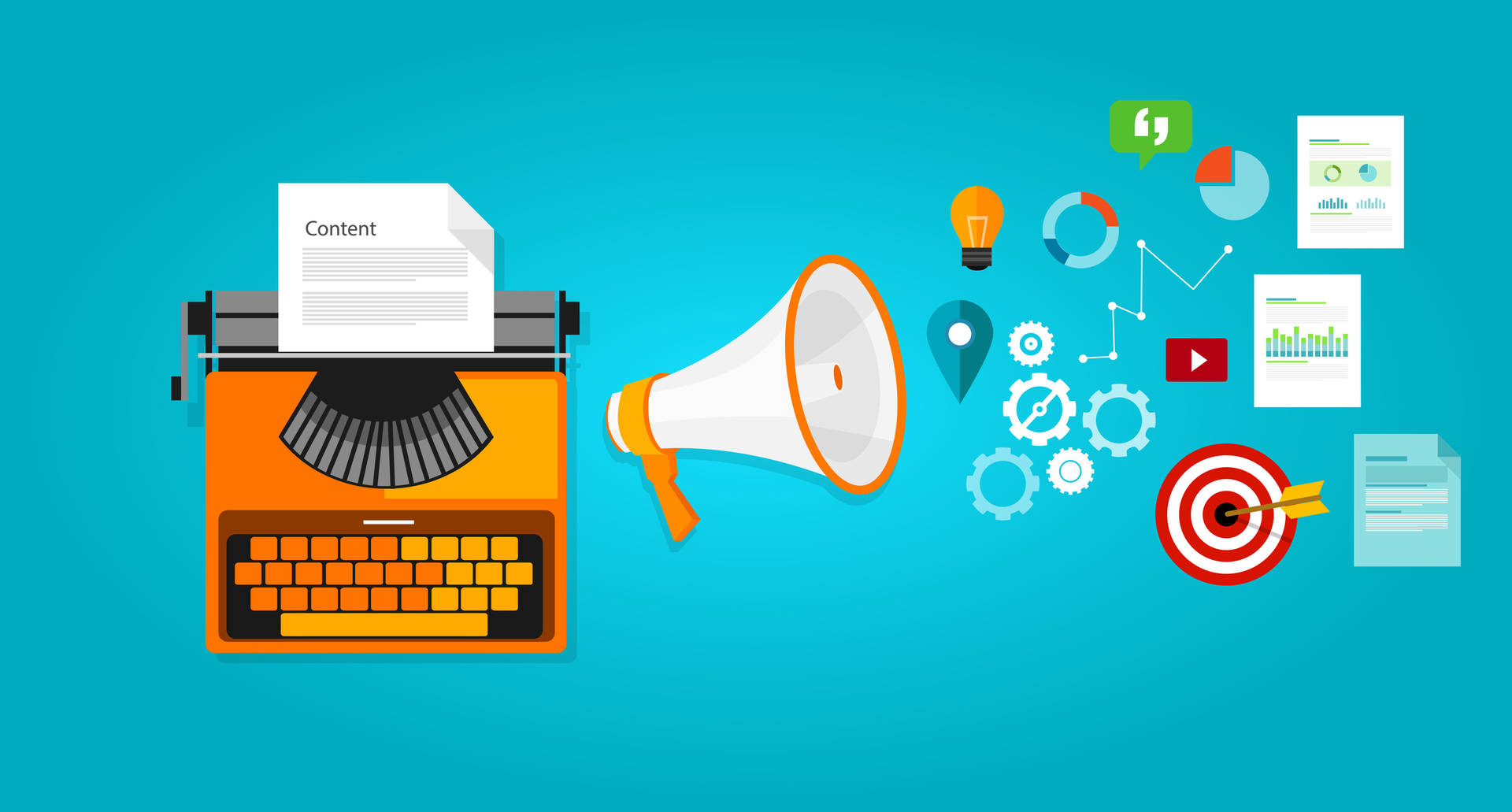 Typewriter And Megaphone For Content Wallpaper Wallpaper