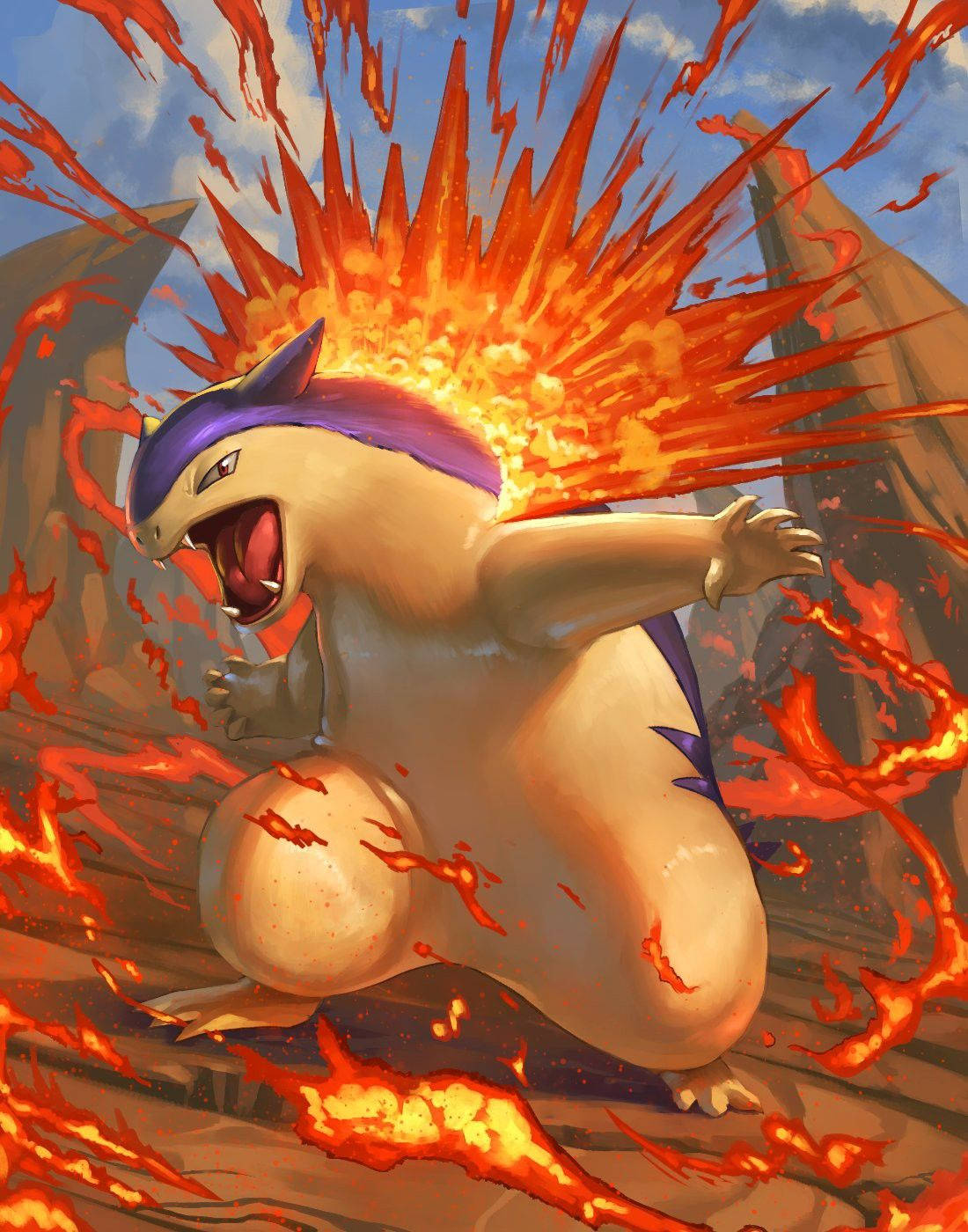Typhlosion Flaring The Flames Wallpaper