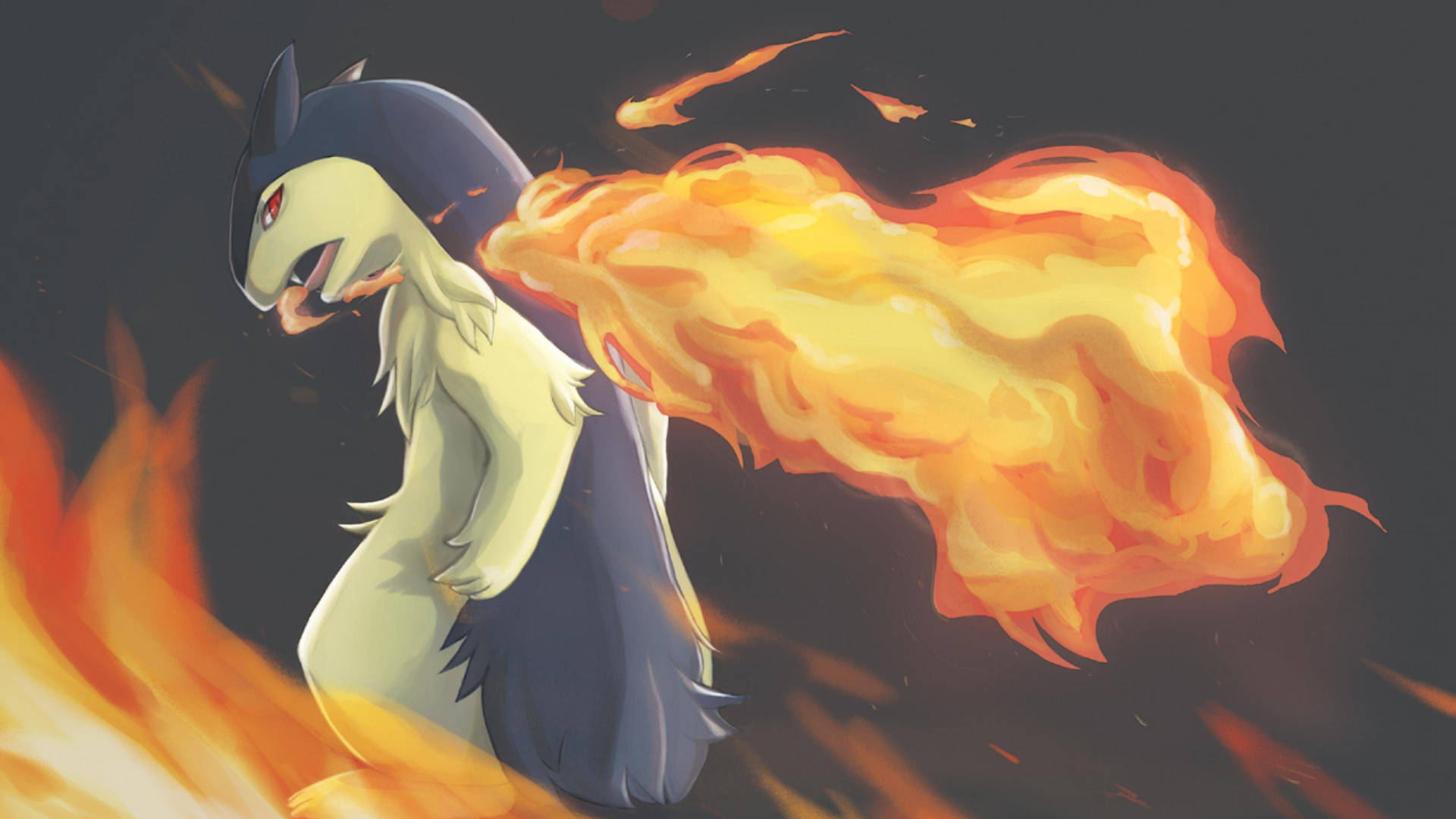 Typhlosion Unleashes Flamethrower Wallpaper