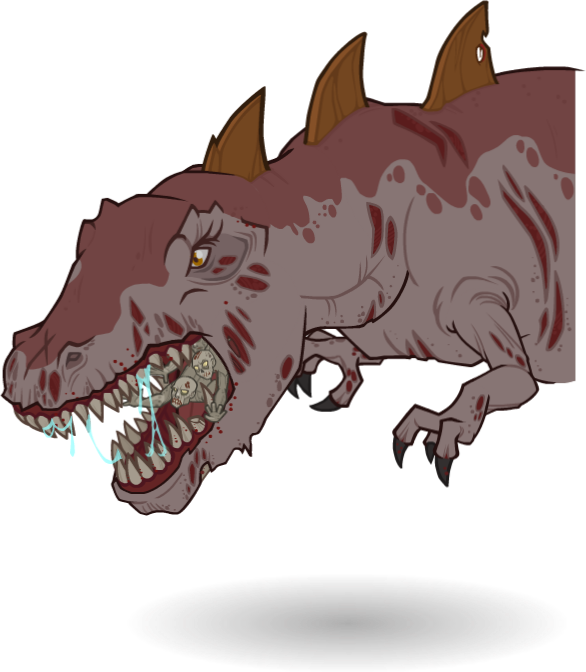Tyrannosaurus Rex Zombie Illustration PNG