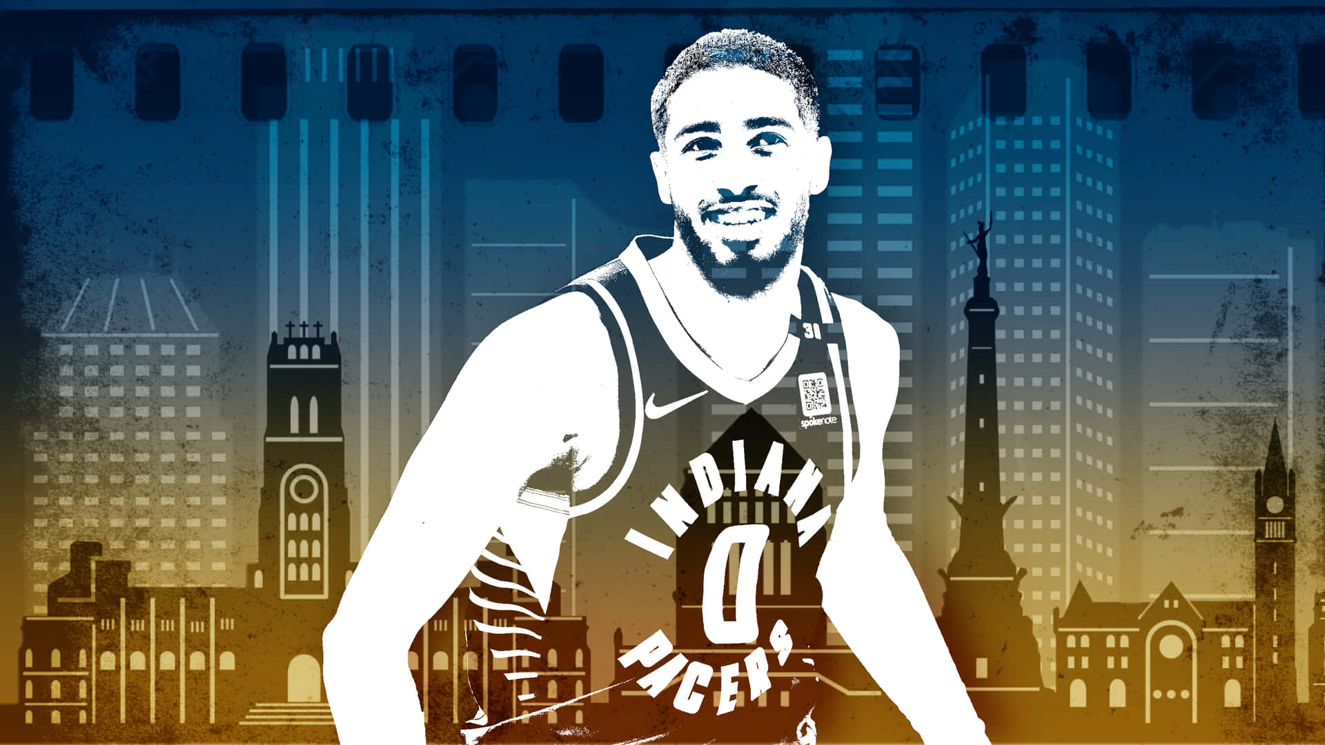 Tyrese Haliburton Indiana Pacers Illustration Wallpaper