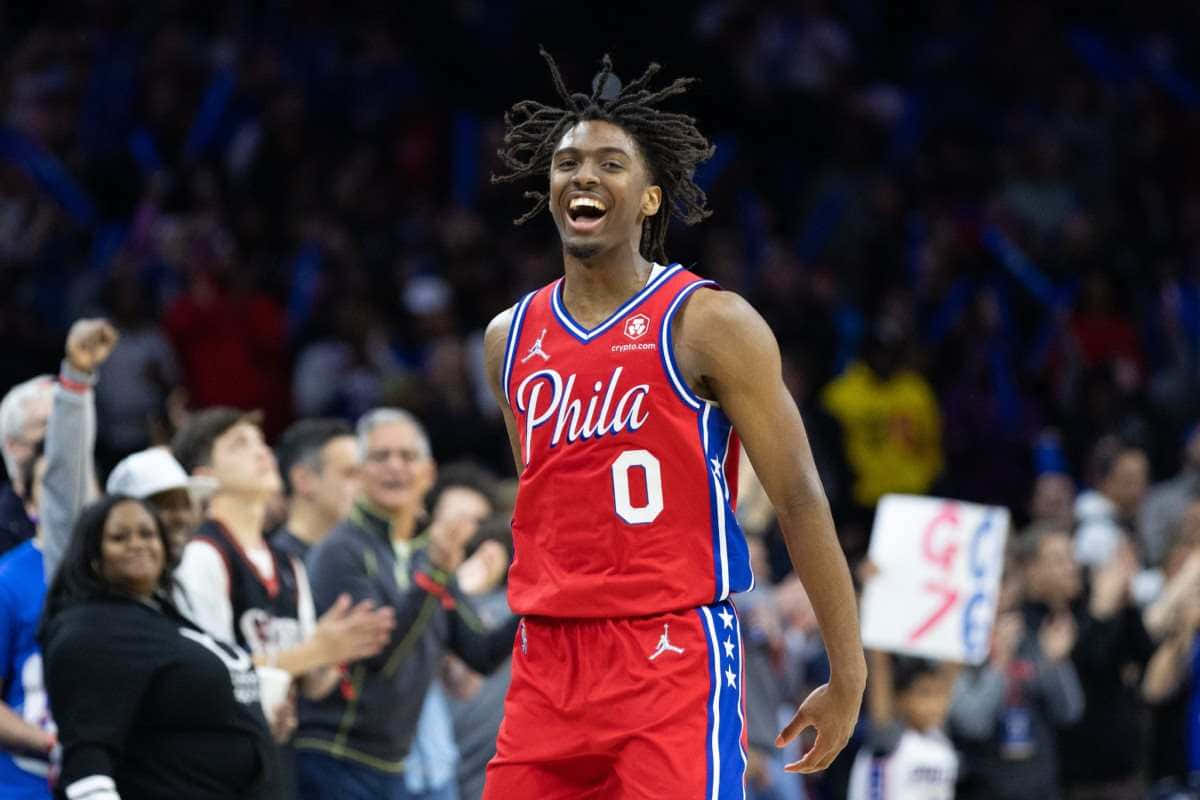 Tyrese Maxey Viering Philadelphia 76ers Achtergrond