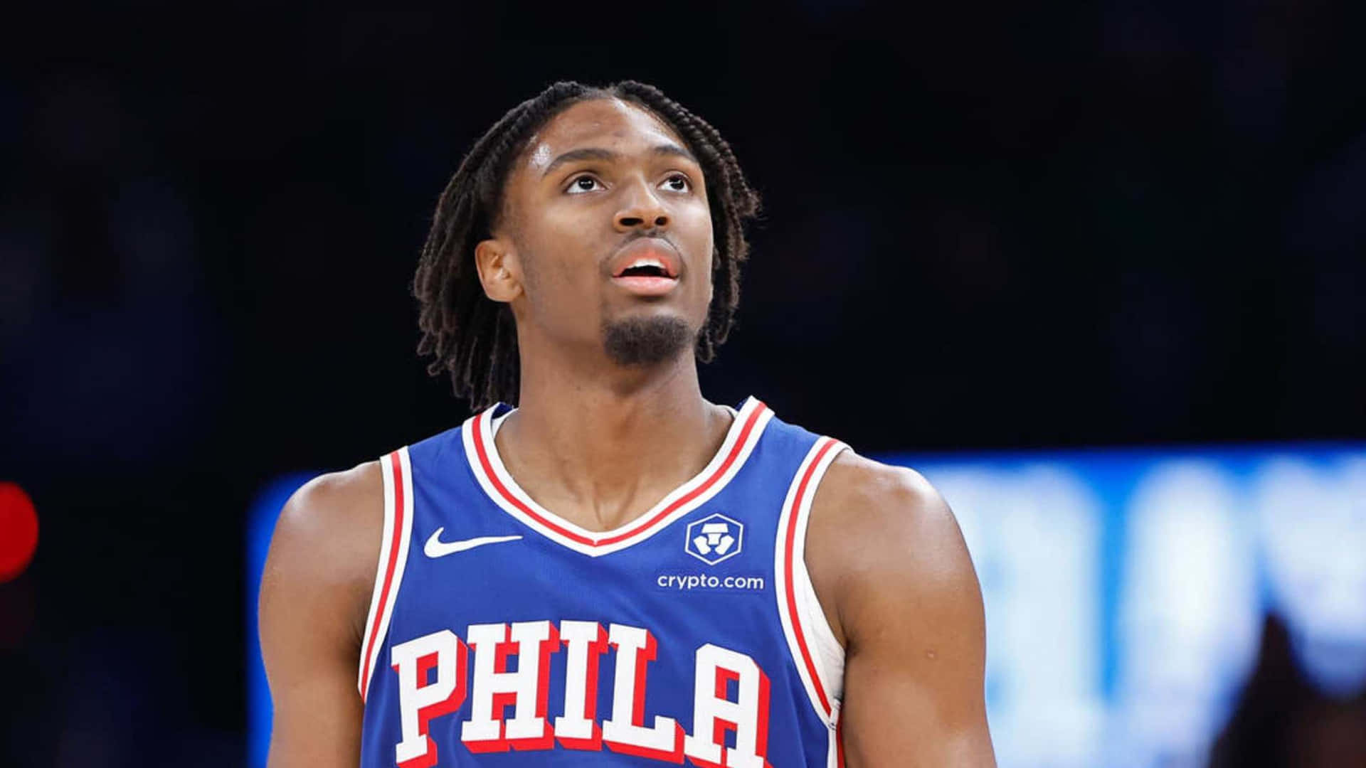 Tyrese Maxey Philadelphia76ers Basketbalspeler Achtergrond