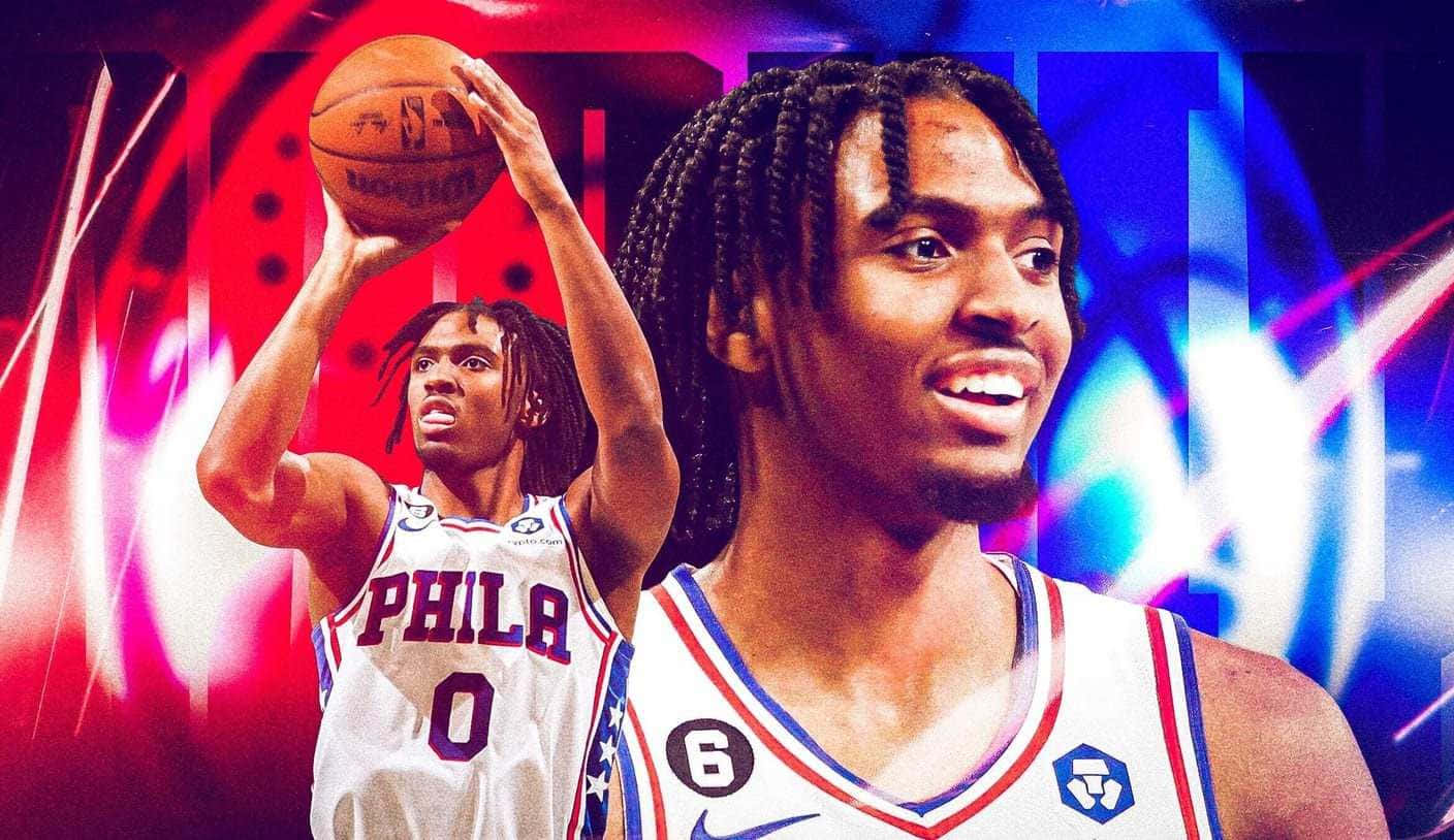 Tyrese Maxey Philadelphia76ers Basketball Star Wallpaper