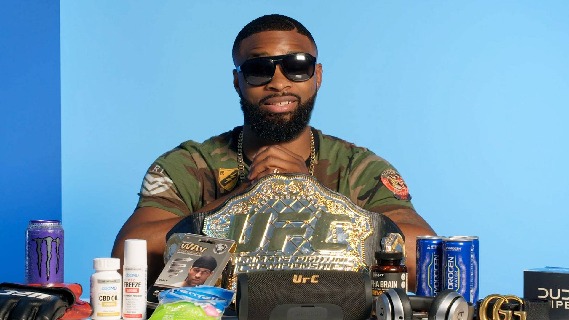 Tyron Woodley In Green Camouflage Shirt Wallpaper