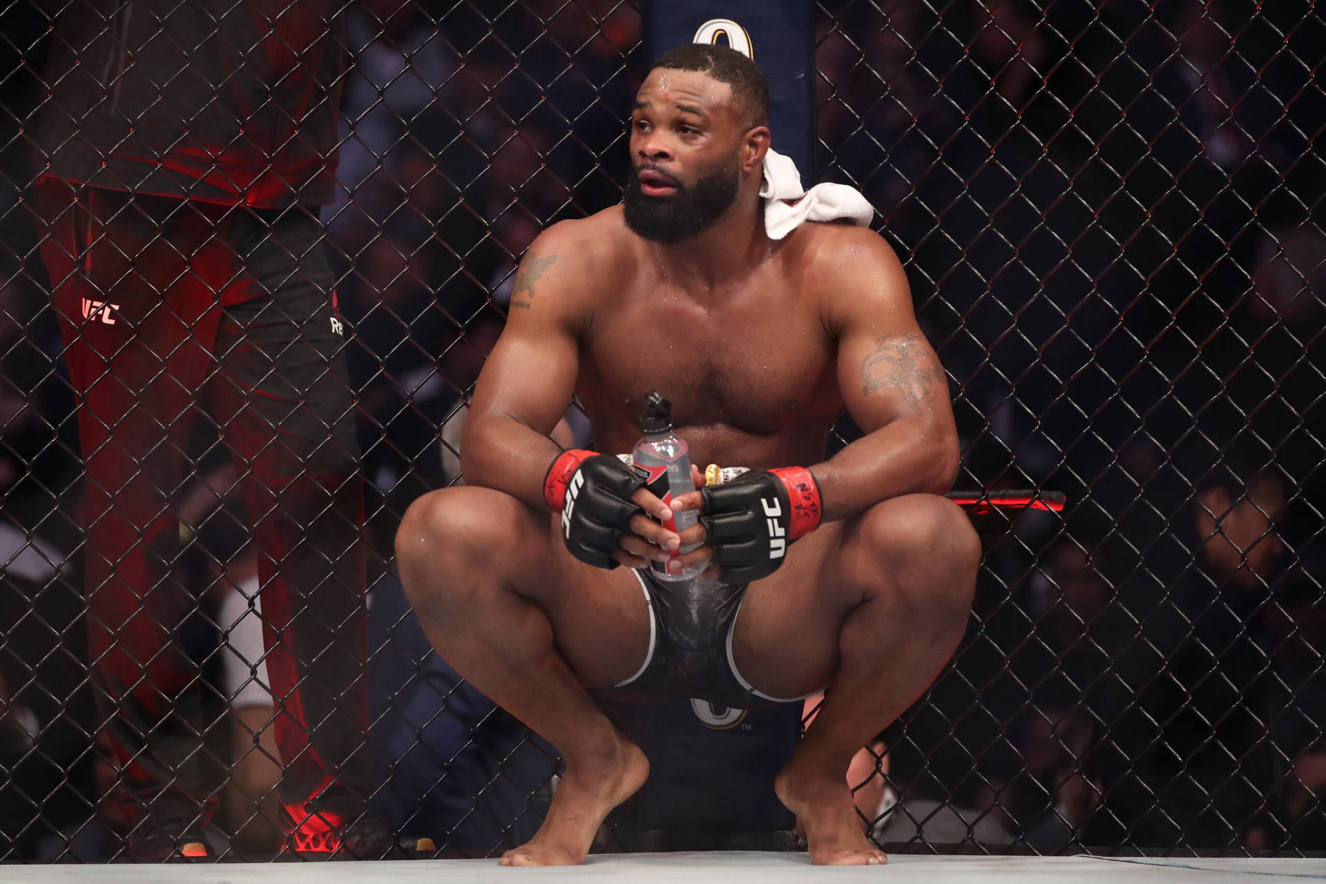 Tyron Woodley On Cage Corner Wallpaper