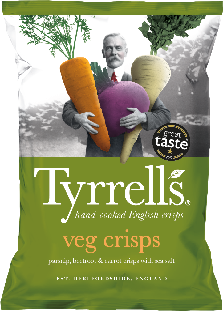 Tyrrells Veg Crisps Package Design PNG