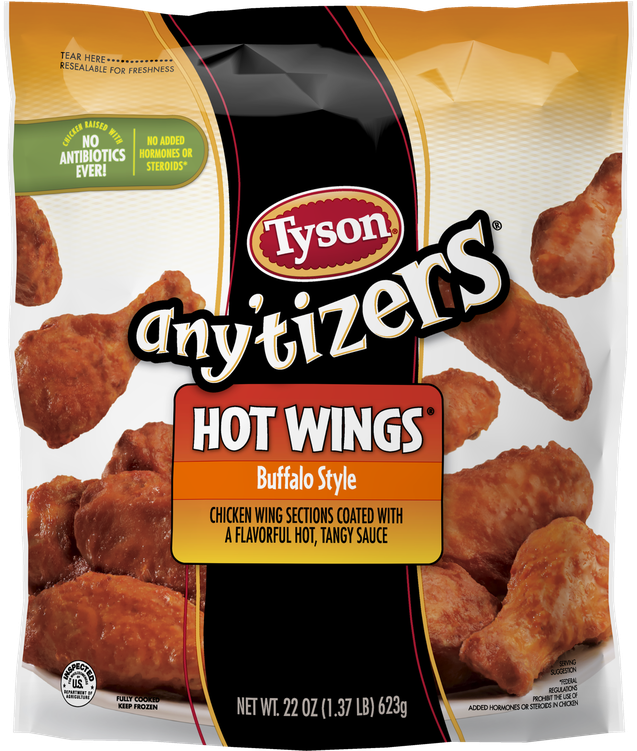 Tyson Anytizers Hot Wings Buffalo Style Package PNG