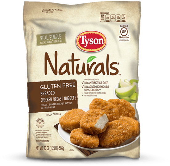 Tyson Naturals Gluten Free Chicken Nuggets Package PNG