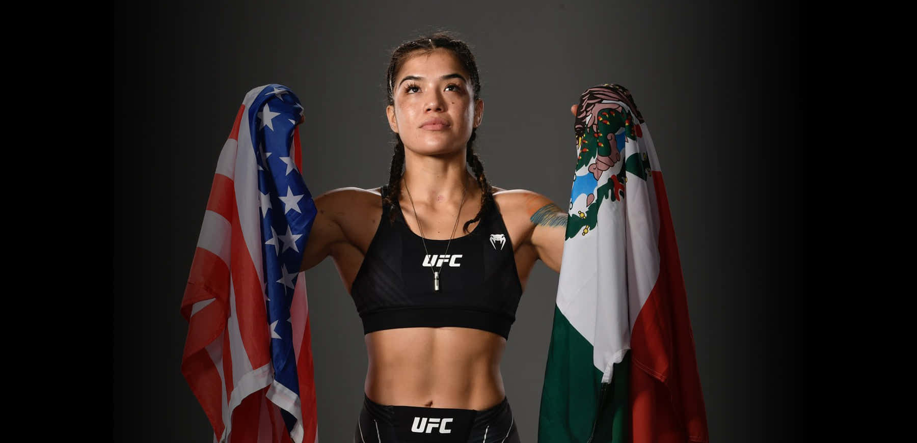 U F C Fighter Tracy Cortez Dual Flags Wallpaper