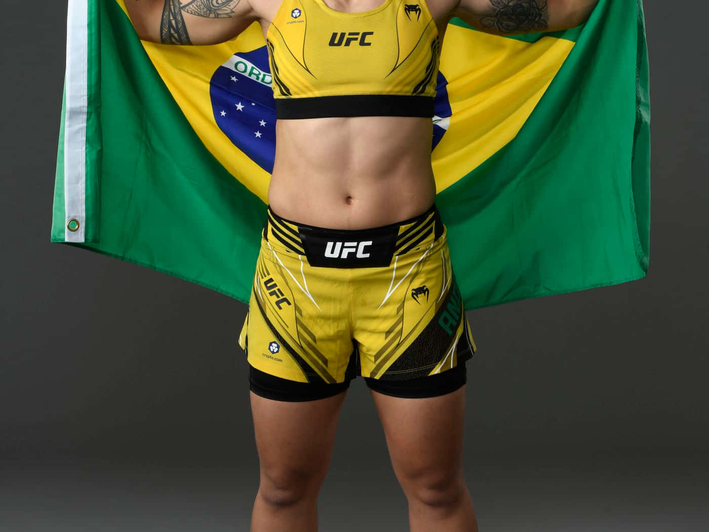 U F C Fighterwith Brazilian Flag Wallpaper