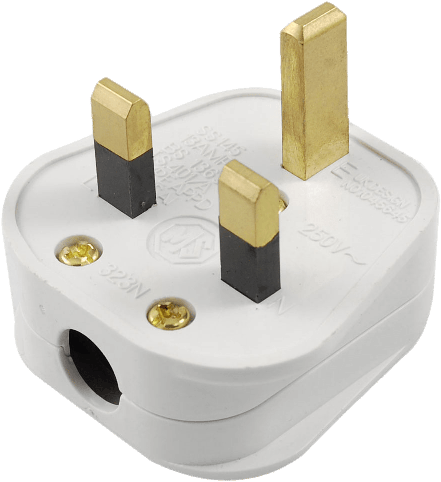 U K Three Pin Plug White Background PNG