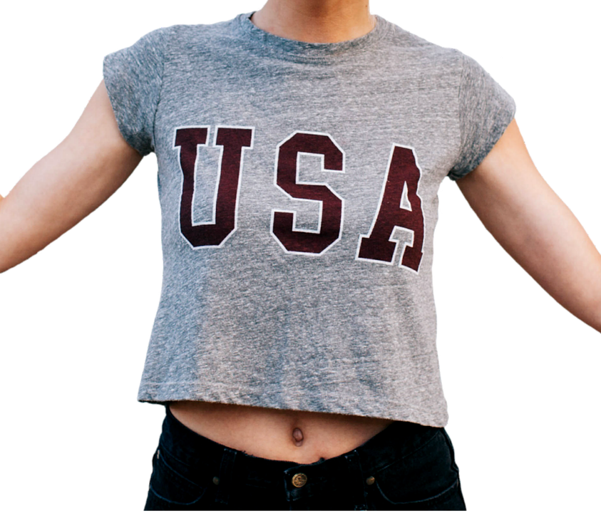 U S A Cropped Tee Shirt PNG