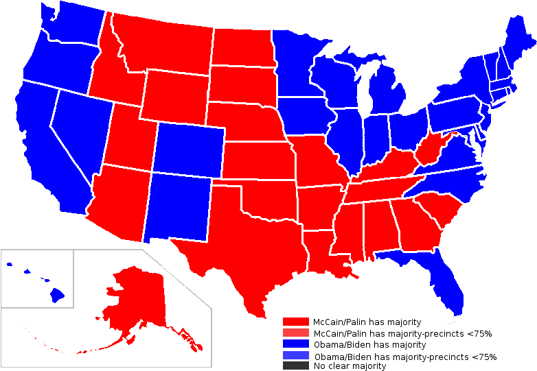 U S A Election Map Red Blue Division PNG