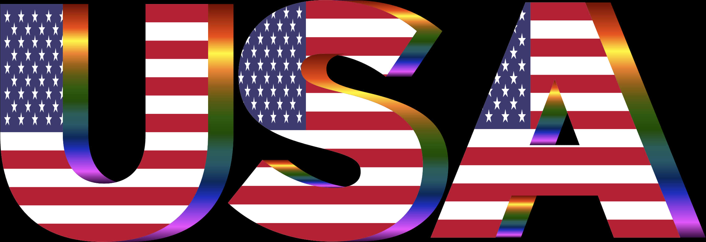 U S A Flag Lettering PNG