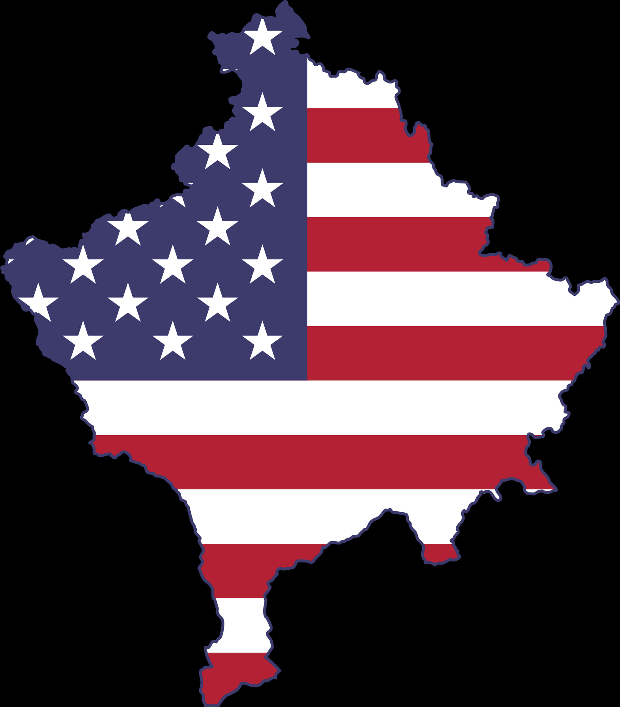 U S A Flag Map Outline PNG