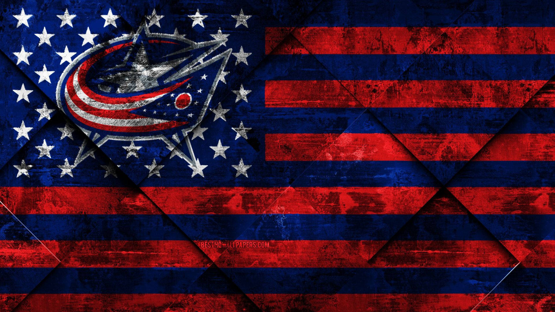 U.S.A. Flag With Columbus Blue Jackets Wallpaper