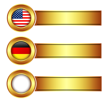 U S A Germany Blank Golden Banners PNG
