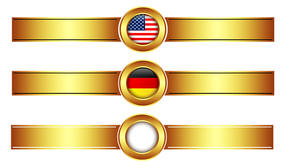 U S A Germany Gold Banners PNG
