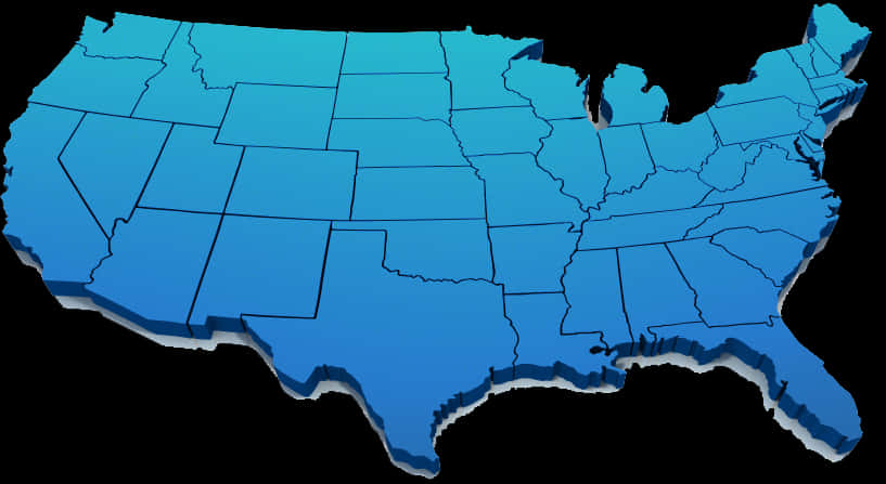U S A Map Blue Gradient PNG