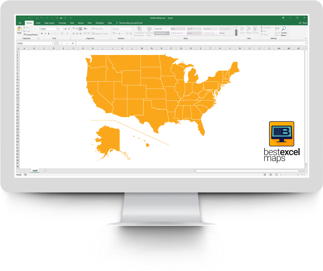 U S A Map Excel Displayon Monitor PNG
