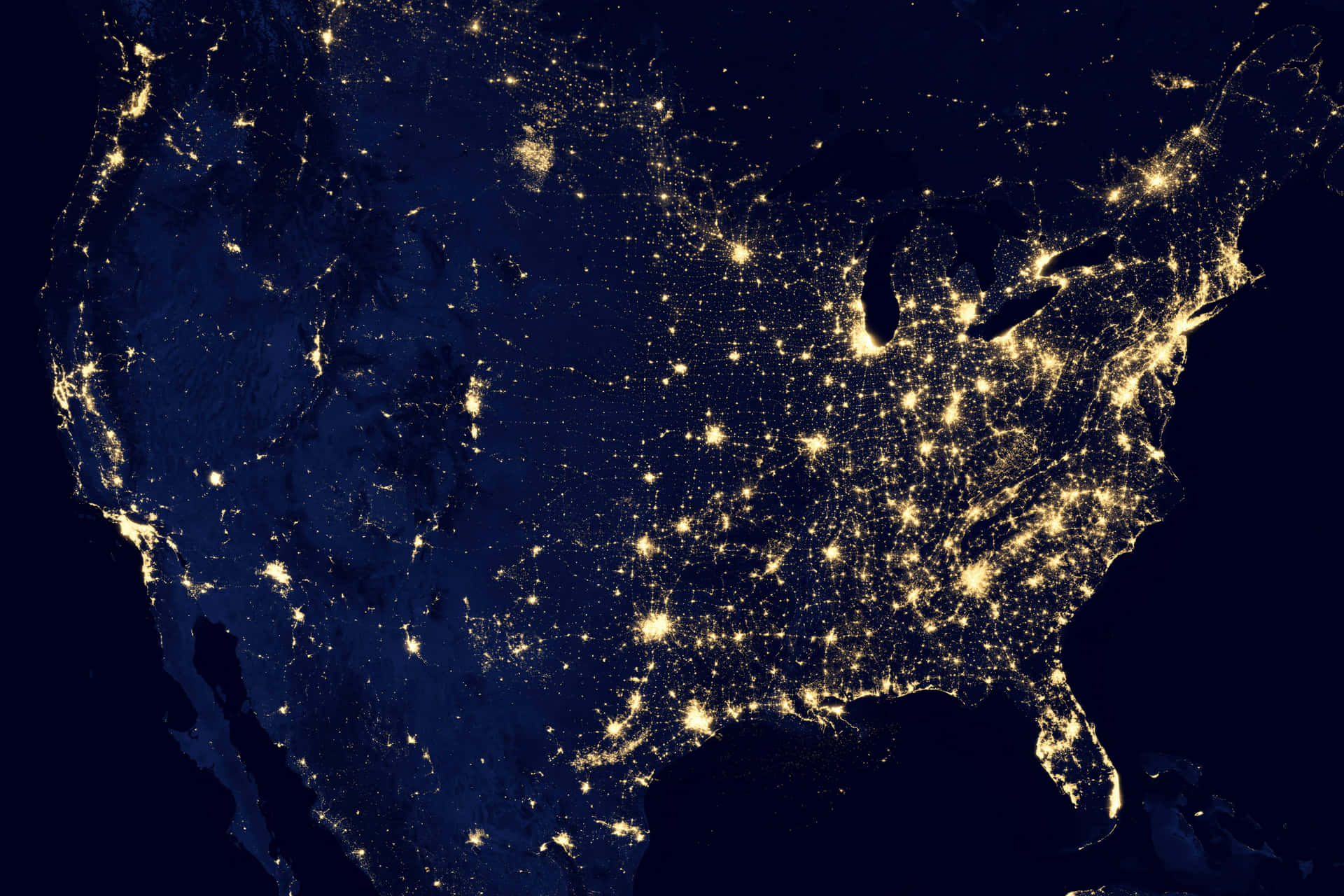 U S A Night Lights Satellite View Wallpaper