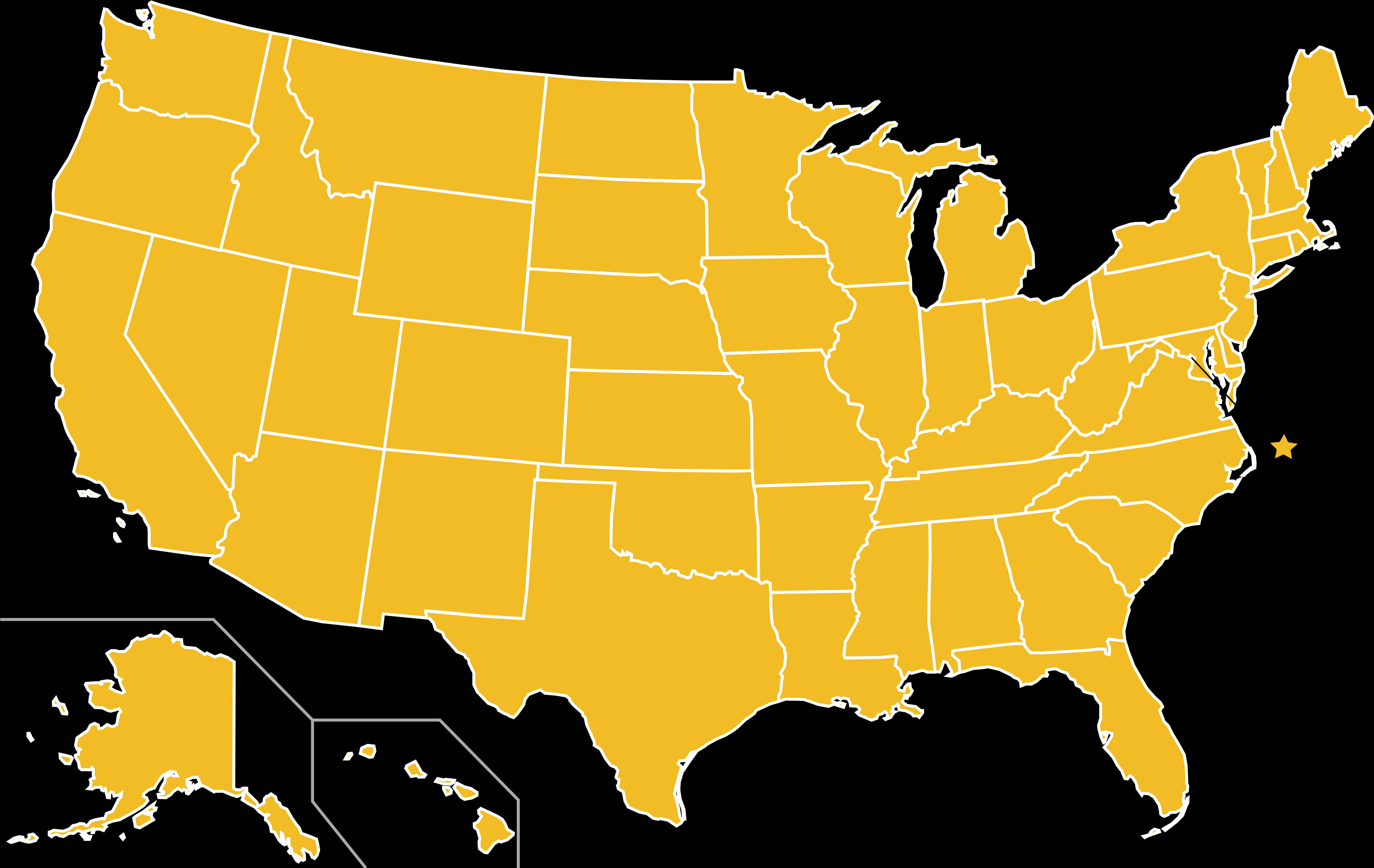 U S A Outline Map Yellow PNG