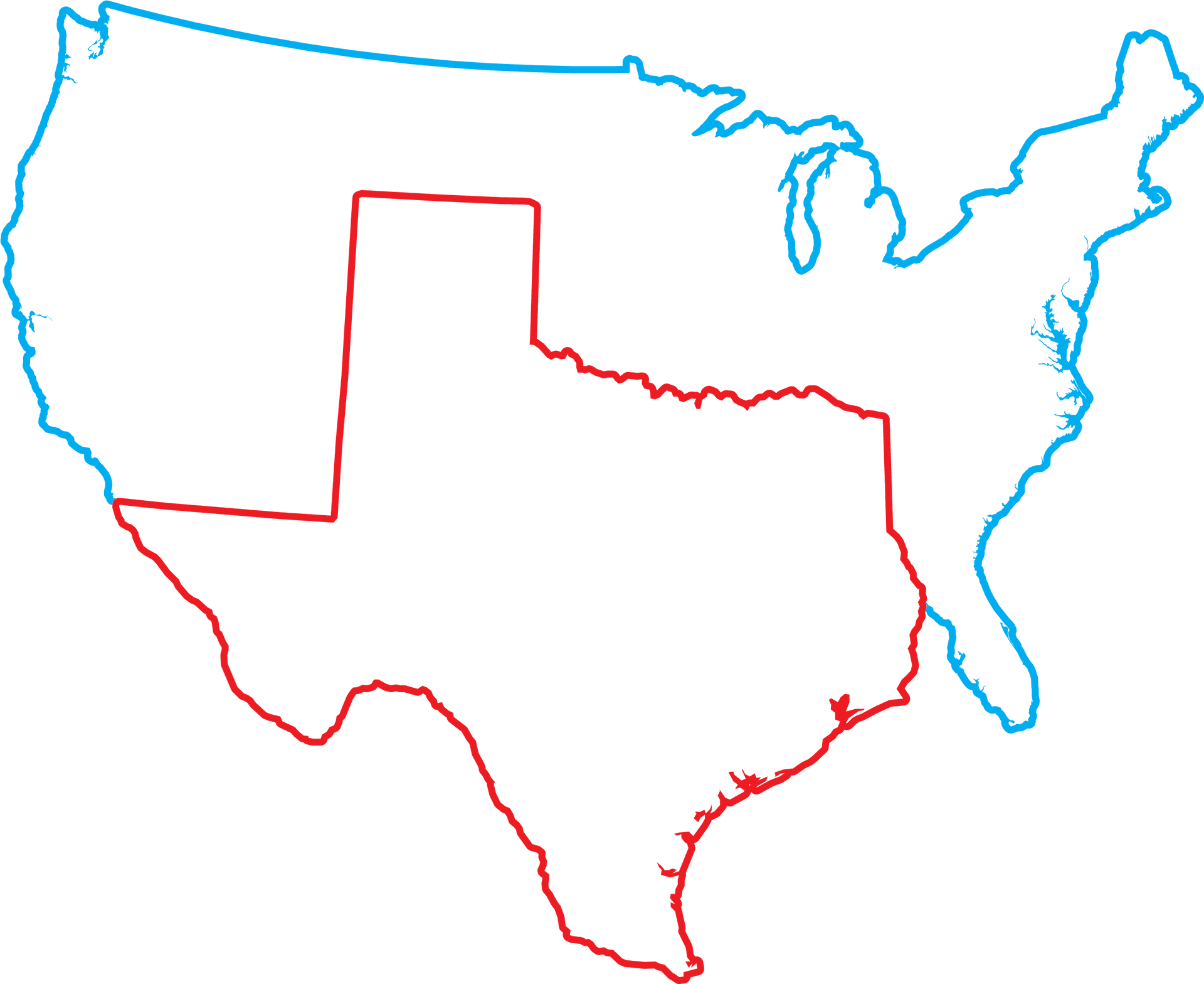 U S A Outline Texas Highlighted PNG
