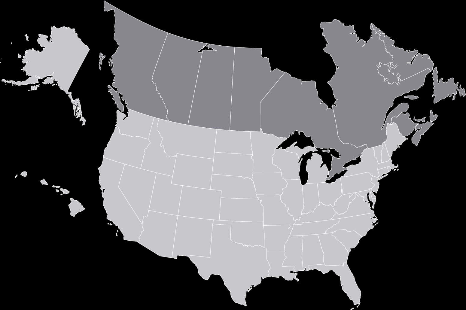 U S A_ Black_and_ White_ Map PNG