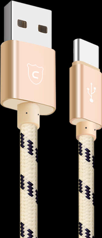 U S B Cto U S B A Braided Cable Rose Gold PNG