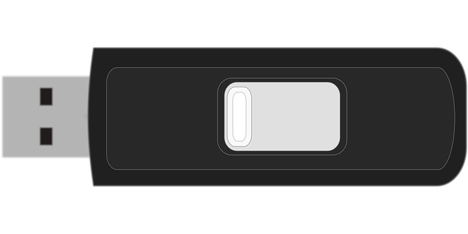 U S B Flash Drive Blackand White PNG