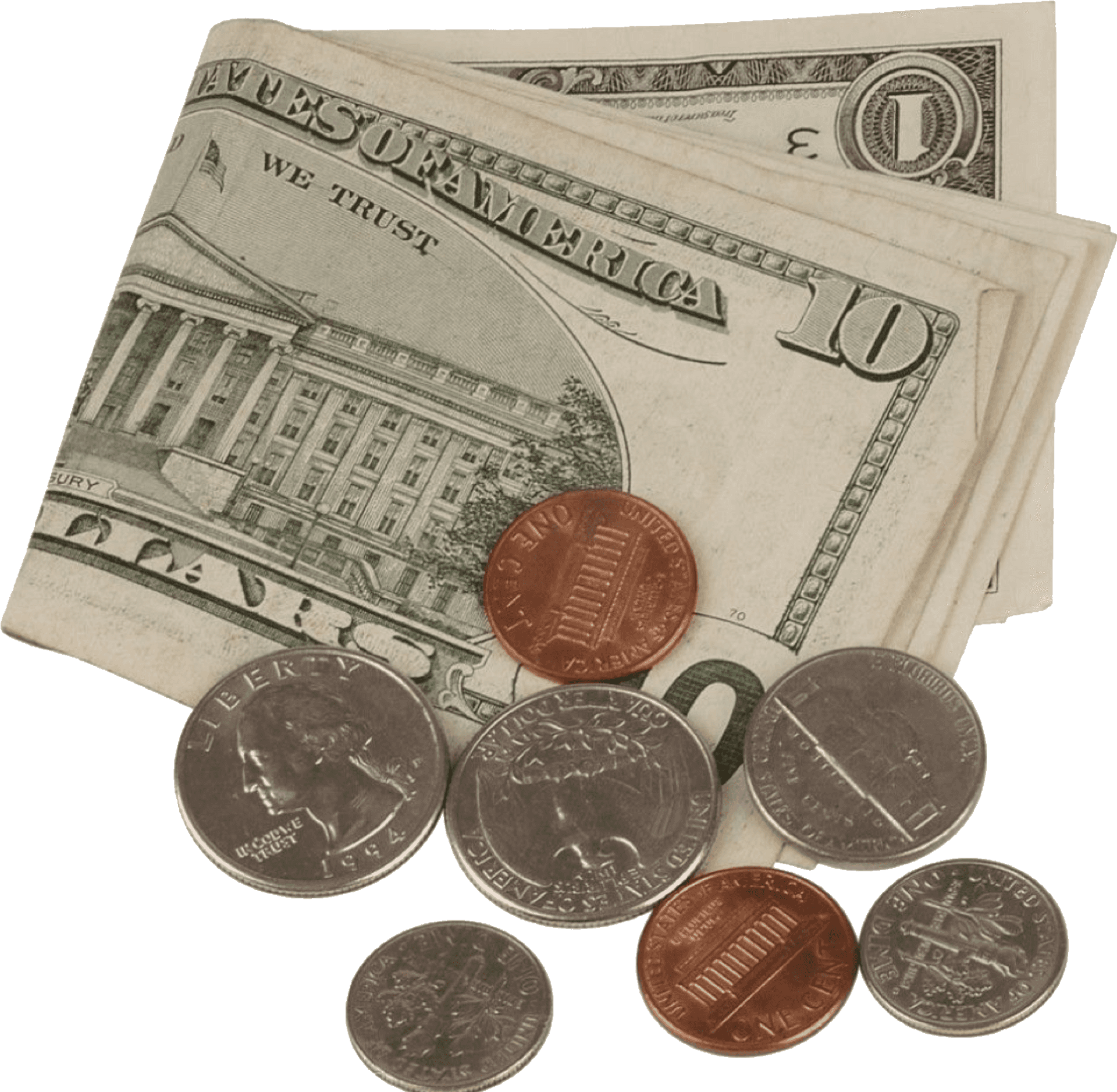 U S Currency Coinsand Bills PNG