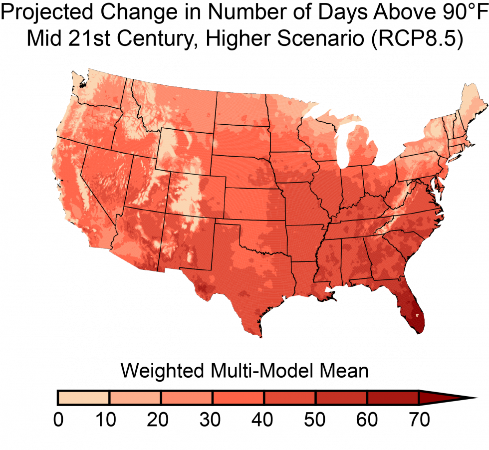 U S Heatwave Projection Mid21st Century PNG