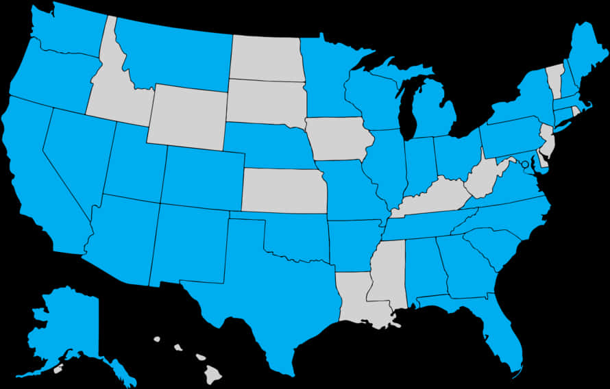 U S Map Blueand Gray States PNG