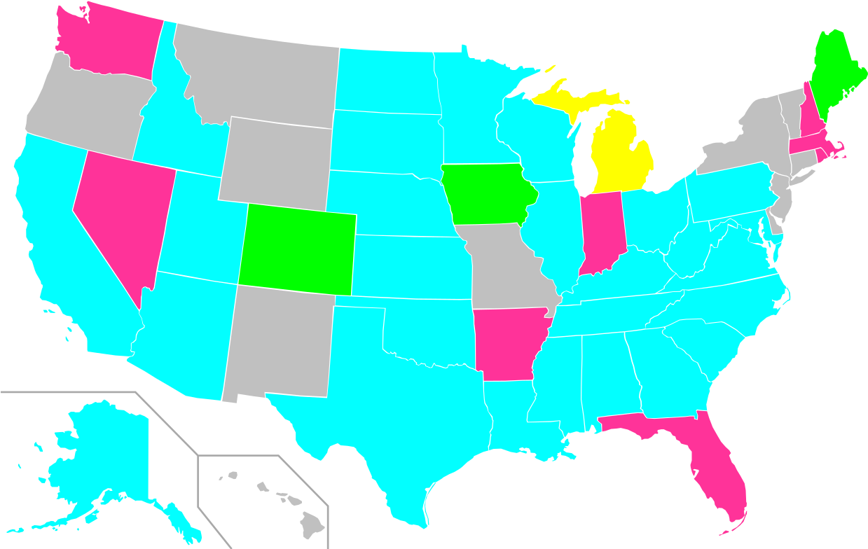 U S Map Color Coded Regions PNG