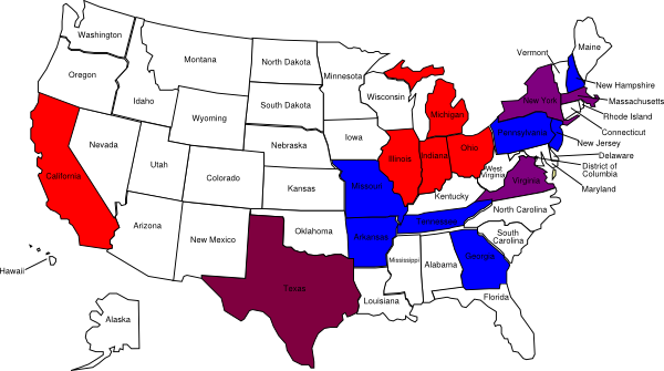 U S Map Color Coded States PNG