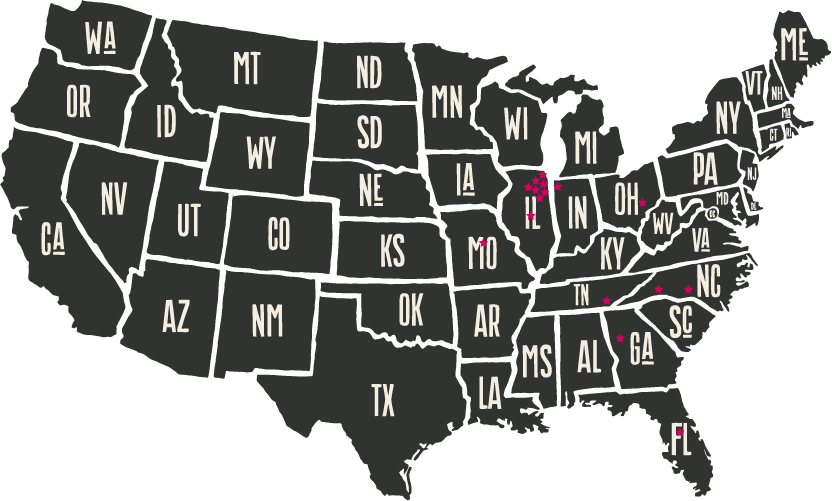 U S Mapwith Pink Markers PNG