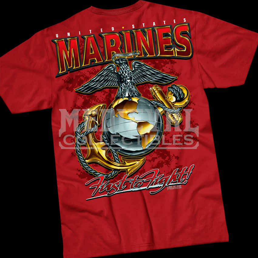 U S Marines Red Tshirt Design PNG